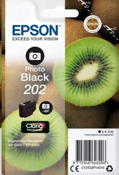 EPSON ink čer Singlepack "Kiwi" Photo Black 202 Claria Premium Ink 4,1 ml C13T02F14010