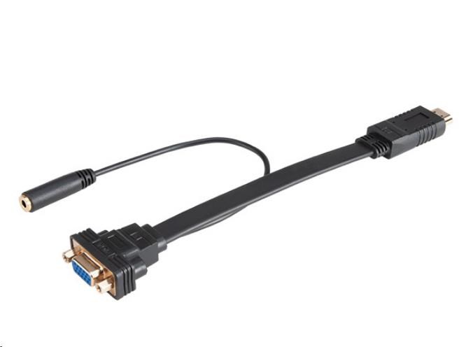 AKASA kabel HDMI na VGA, s audio kabelem, 20cm, černý AK-CBHD18-20BK