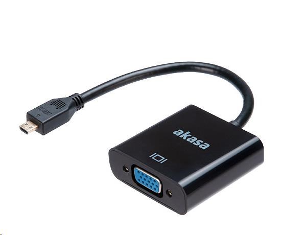 AKASA adaptér Micro HDMI na VGA, 15cm, 1080p AK-CBHD21-15BK