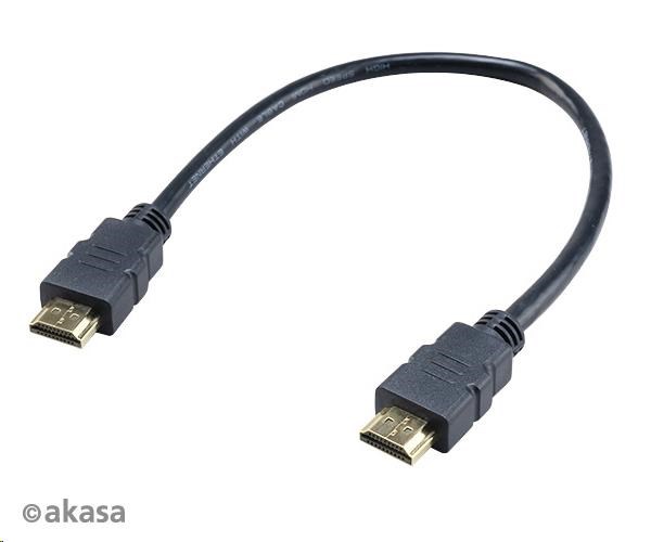 AKASA kabel 4K HDMI na HDMI, 4K@60Hz, pozlacené konektory, 30cm AK-CBHD25-30BK