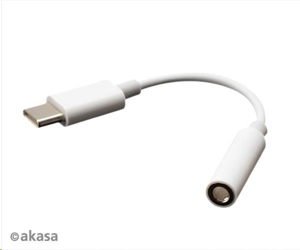 AKASA adaptér USB Type-C na 3.5 mm headphone jack adapter, 10cm, bílá AK-CBCA27-10WH