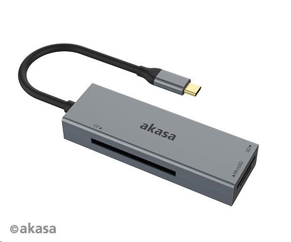 AKASA čtečka karet AK-CR-09BK 3-in-1 (CF, SD, microSD), externí, USB 3.2 Type-C