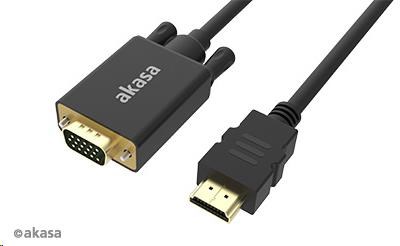 AKASA kabel HDMI na VGA, pozlacené konektory, 2m AK-CBHD26-20BK