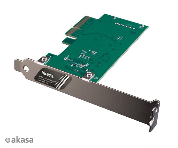 AKASA síťová karta USB 3.2 HOST card, 20Gbps USB 3.2 Gen 2x2 Internal 20-pin Connector to PCIe Host Card AK-PCCU3-08