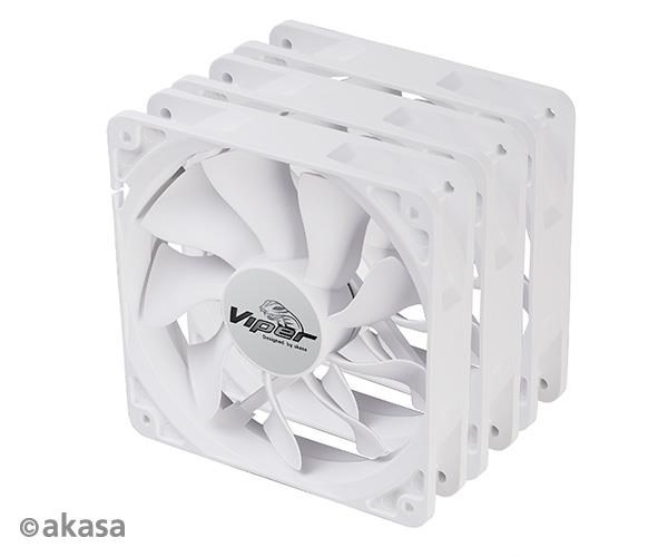 AKASA ventilátor Viper, White Fan 12cm, 120x120x25mm, HDB, 4 pin PWM, 3ks v balení, bílá AK-FN065-WKT03