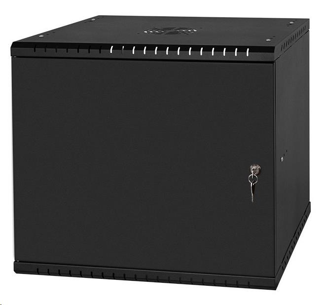 LEXI-Net 19" nástěnný rozvaděč Basic 9U, šířka 525mm, hloubka 450mm, plechové dveře, bez zad, rozložený, černý LX19-9U-450MB