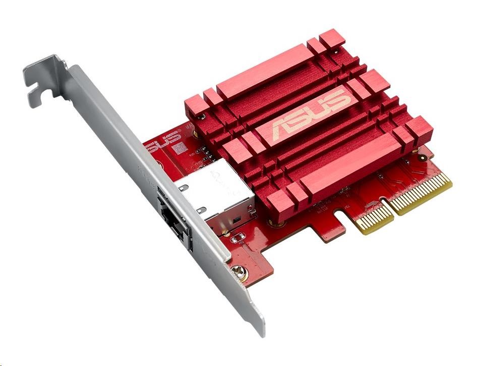 ASUS XG-C100C v2 Síťový adaptér 10GBase-T PCIe se zpětnou kompatibilitou 5/2,5/1G a 100Mb/s; RJ45 port a integrovaný QoS 90IG0760-MO0B00