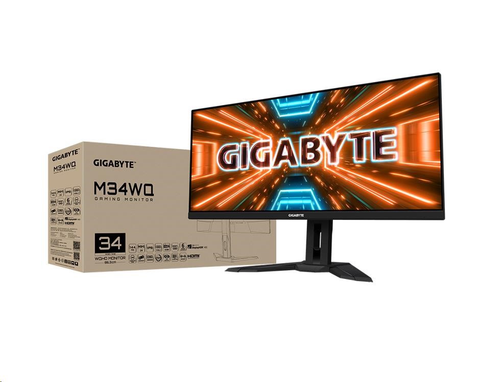 GIGABYTE LCD - 34" Gaming monitor M34WQ WQHD, 3440 x 1440, 144Hz, 1000:1, 400cd/m2, 1ms, 2xHDMI 2.0, 1xDP, SS IPS