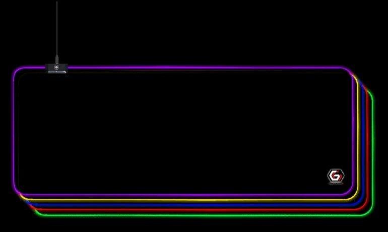 GEMBIRD Podložka pod myš MP-GAMELED-L, USB, RGB podsvícení, herní, 300x800mm, látková, černá