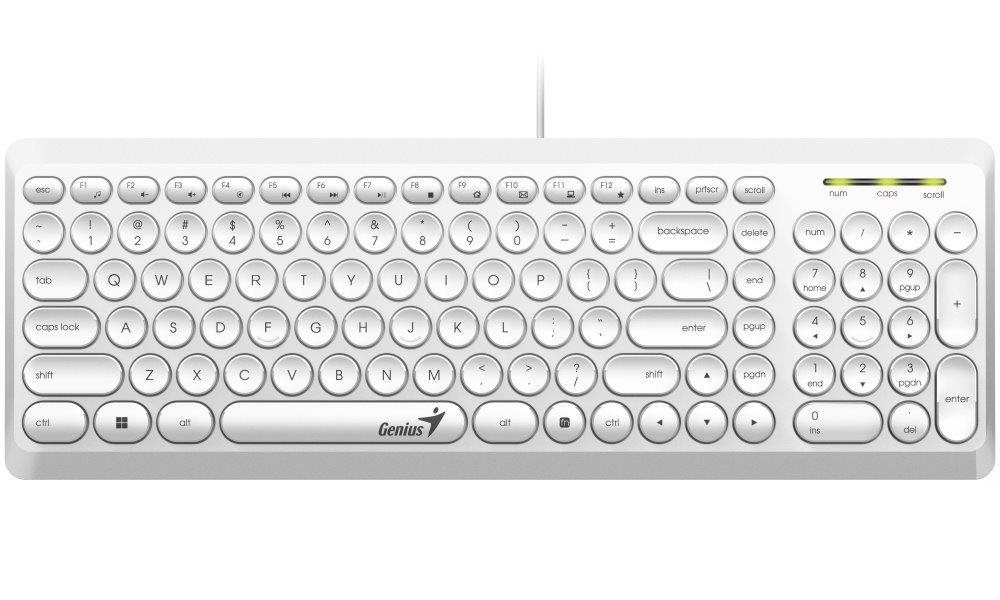 GENIUS klávesnice Slimstar Q200 White/ Drátová/ USB/ bílá/ retro design/ CZ+SK layout 31310020413