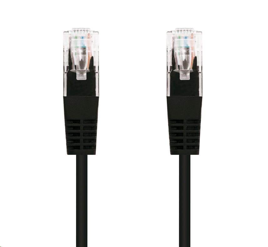 C-TECH kabel patchcord Cat5e, UTP, černý, 5m CB-PP5-5BK