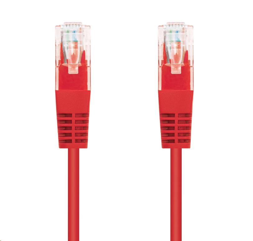 C-TECH kabel patchcord Cat5e, UTP, červený, 0,25m CB-PP5-025R