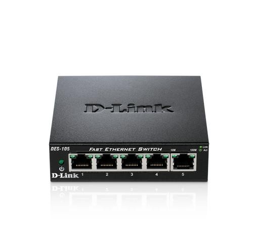 D-Link DES-105 5-port 10/100 Metal Housing Desktop Switch (DES-105/E)