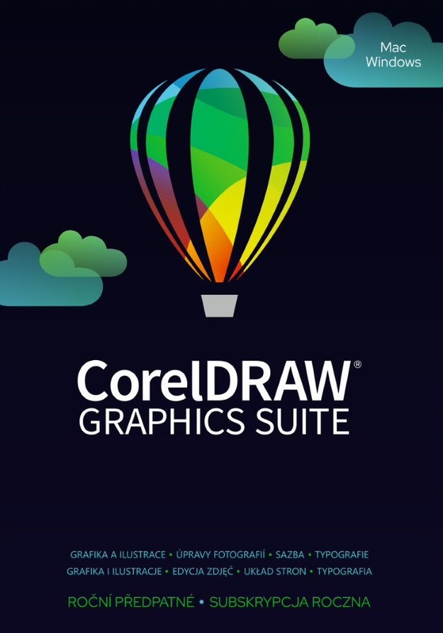 CorelDRAW Graphics Suite 365 dní obnovení pronájemu licence (Single) EN/DE/FR/BR/ES/IT/NL/CZ/PL