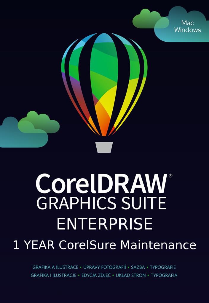 CorelDRAW Graphics Suite Enterprise Educa 1Y CorelSure Maintenance (5-50) (Windows/MAC) EN/DE/FR/BR/ES/IT/NL/CZ/PL