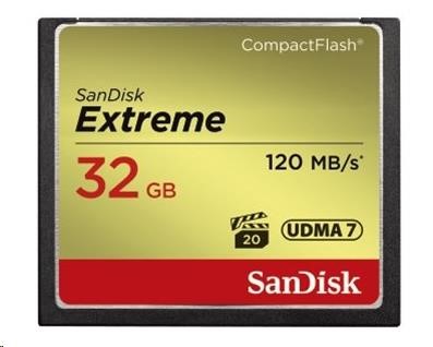 SanDisk Compact Flash Extreme (120 MB/s zápis 85 MB/s UDMA7) - 32GB (SDCFXSB-032G-G46)