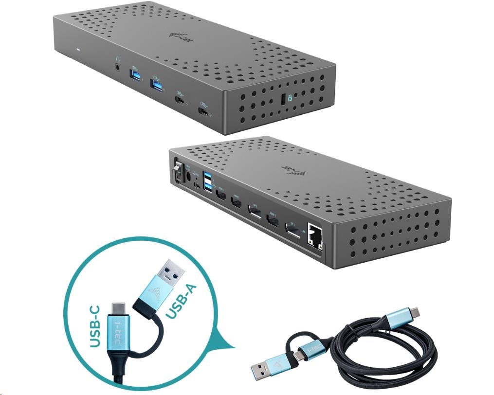 i-tec USB 3.0 / USB-C / Thunderbolt, 3x 4K Docking Station Gen 2 + PD 100W CATRIPLE4KDOCKPD2