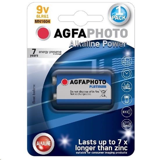 AgfaPhoto Power alkalická baterie 9V, blistr 1ks AP-6LR61-1B