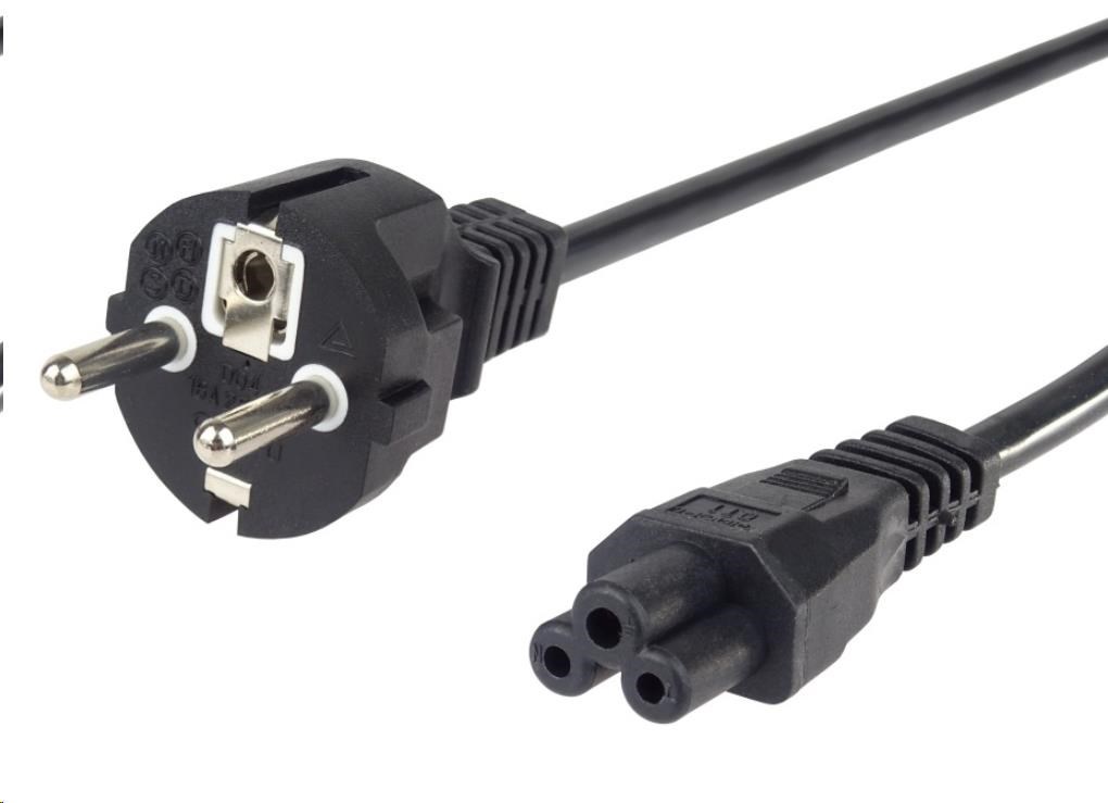 PREMIUMCORD Kabel napájecí 230V pro NTB 2m (3pin C5, trojlístek, "Mickey Mouse") (kpspu)