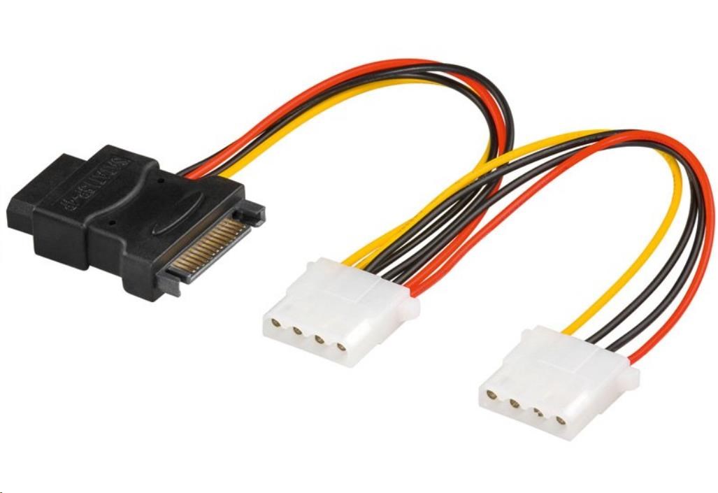 PremiumCord kfsa-9 Kabel SATA napájecí (Y) redukce -> 3x Molex 5,25" (16cm, rozdvojka)