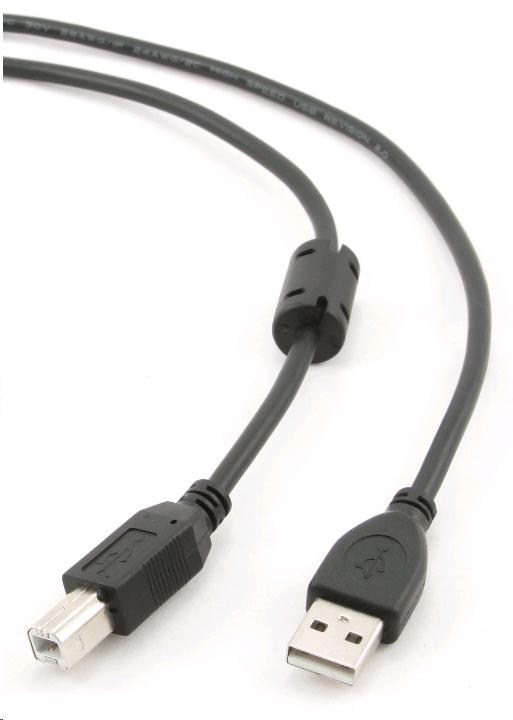 GEMBIRD Kabel USB 2.0 A-B propojovací 1,8m Premium (černý, ferit, zlacené kontakty) (CCF-USB2-AMBM-6)