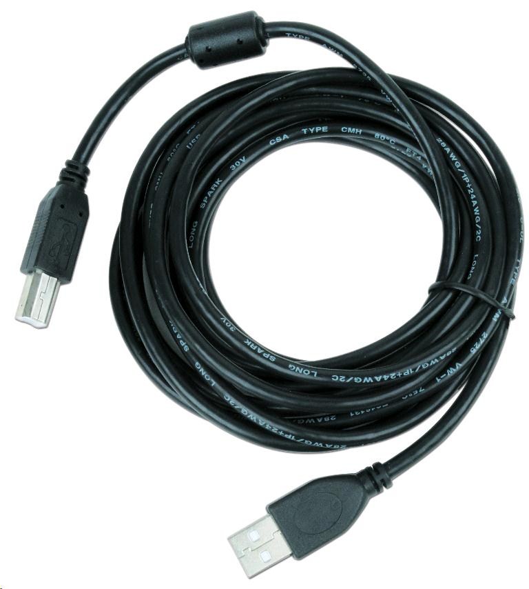 Gembird CCF-USB2-AMBM-10 Kabel USB 2.0 A-B propojovací 3m Premium (černý, ferit, zlacené kontakty)