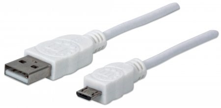 MANHATTAN Kabel propojovací USB 2.0  A Male / Micro-B Male, 1m, bílý 323987