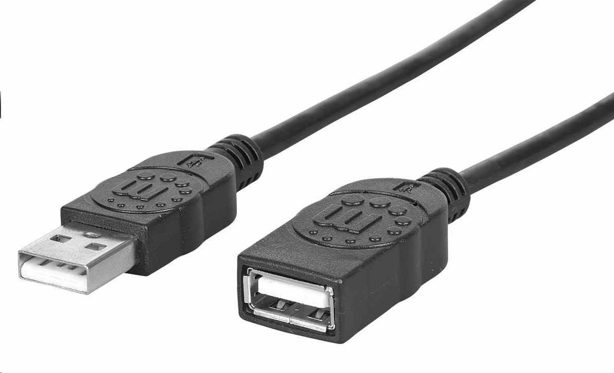 Manhattan USB kabel, USB 2.0, Male na Female, 480 Mbps, 1m, černá 308519