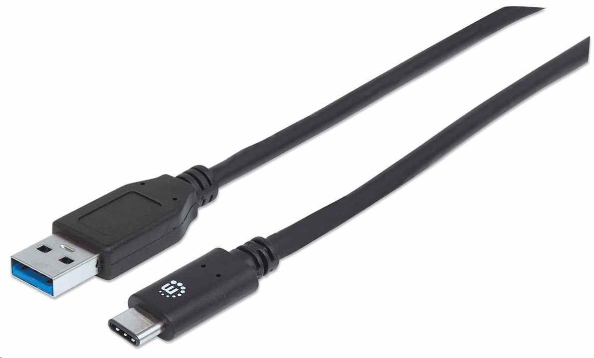 Manhattan USB kabel, USB 3.1 Gen 2, USB-A Male na USB-C Male, 10 Gbps, 50cm, černá 354639