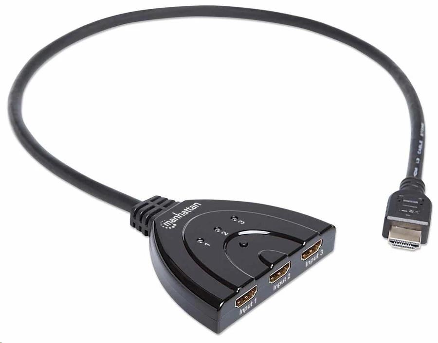 Manhattan HDMI přepínač, 3-Port HDMI Switch, 1080p, černá 207843