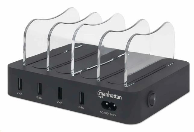 Manhattan USB nabíjecí stanice, 4-Port USB Charging Station, USB-A, černá 102261