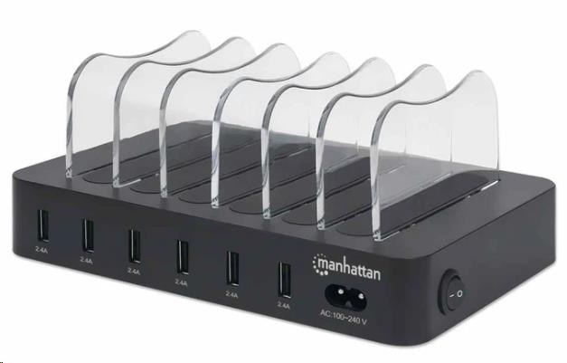 MANHATTAN USB nabíjecí stanice, 6-Port USB Charging Station, USB-A, černá 102254