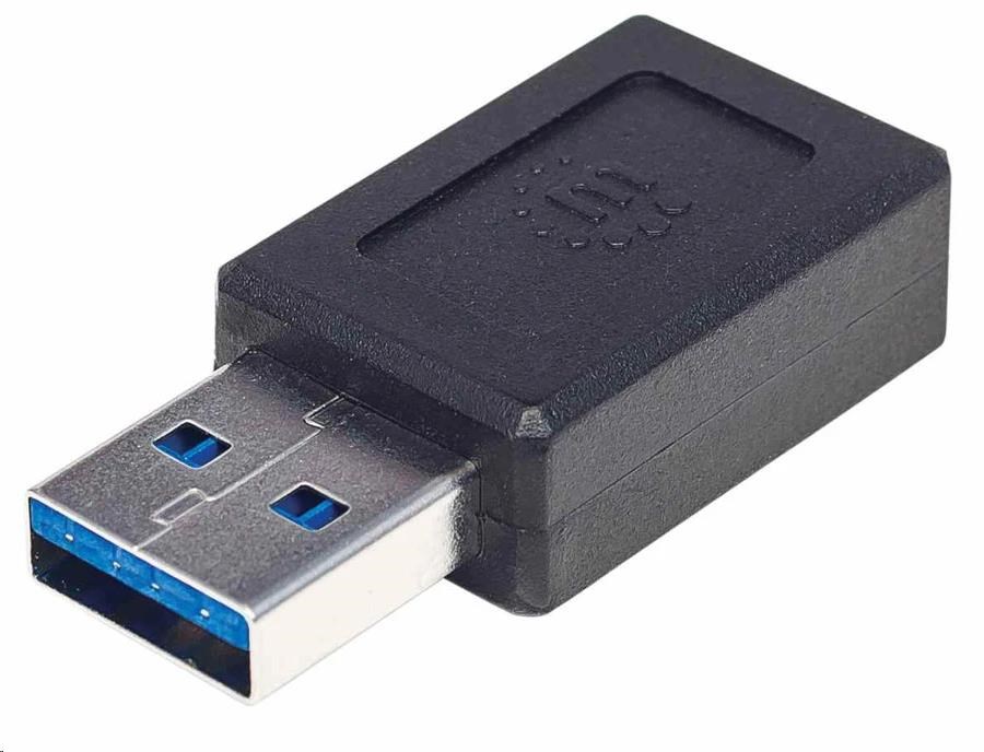 Manhattan USB adaptér, USB 3.1 Gen 2, USB-A Male na USB-C Female, 10 Gbps, černá 354714