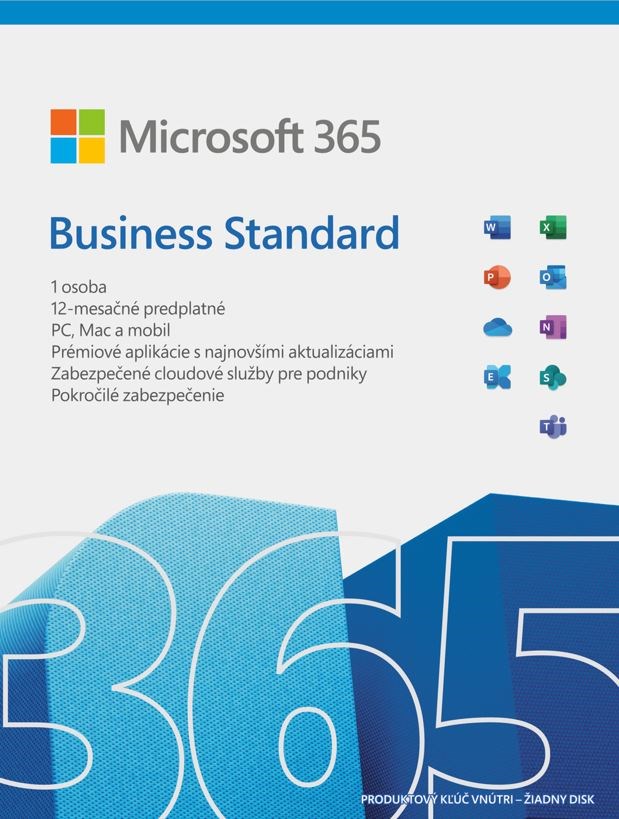 Microsoft 365 Business Standard 1 rok SK krabicová verzia KLQ-00695 nová licencia