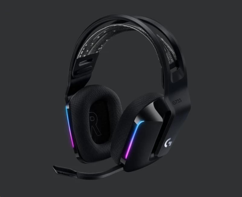 Logitech herní sluchátka G733, LIGHTSPEED Wireless RGB Gaming Headset, EMEA, black 981-000864