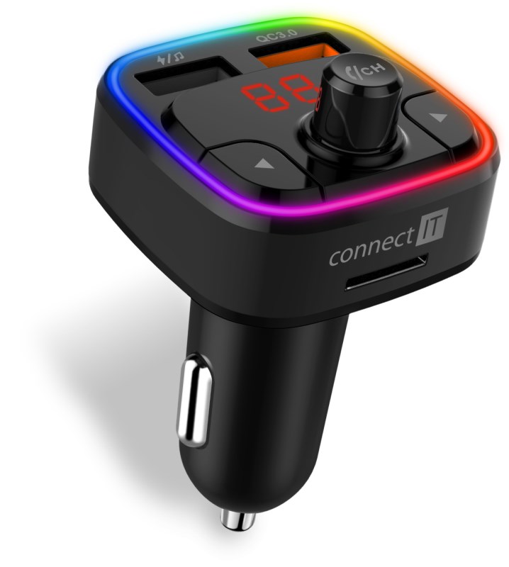 CONNECT IT CarRGB Bluetooth transmitter, 2xUSB+MicroSD, černá CCC-9090-BK