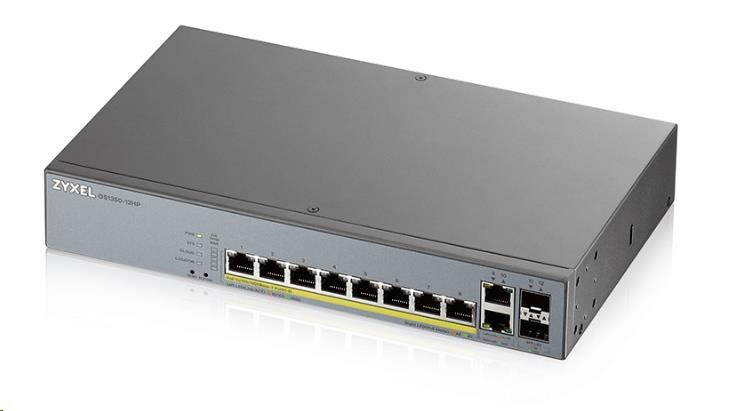 Zyxel GS1350-12HP 12 Port smart managed CCTV PoE switch, long range, 130W, 10x GbE, 2x SFP GS1350-12HP-EU0101F