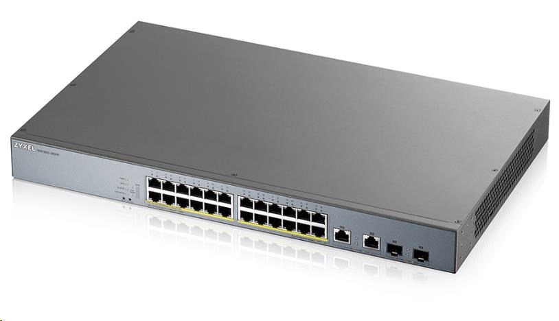 Zyxel GS1350-26HP 26 Port smart managed CCTV PoE switch, long range, 375W, 24x GbE, 2x combo RJ45/SFP GS1350-26HP-EU0101F