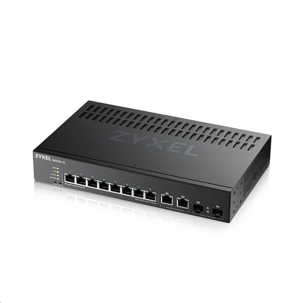 Zyxel GS2220-10 10-port L2 Managed Gigabit Switch, 8x gigabit RJ45, 2x gigabit RJ45/SFP GS2220-10-EU0101F