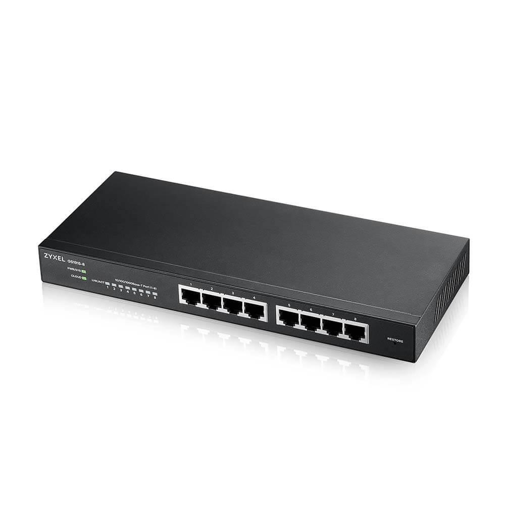 Zyxel GS1915-8 8-port Gigabit Web Smart switch, 8x gigabit RJ45, fanless GS1915-8-EU0101F