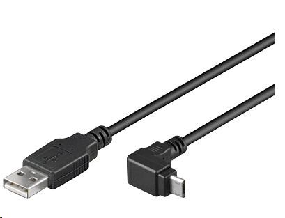 PREMIUMCORD Kabel USB 2.0 A-Micro B propojovací úhlový 90st. 2m (černý) (ku2m2f-90)