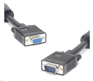 PREMIUMCORD Kabel VGA prodlužovací 3m (HD15M/F, dvojité stínění, feritová jádra), černý (kpvc03)