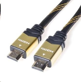 PREMIUMCORD Gold HDMI High Speed + Ethernet kabel (v1.4), opletený, zlacené konektory, 1m (kphdmet1)