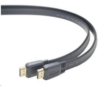 PREMIUMCORD HDMI High Speed + Ethernet plochý kabel, zlacené konektory, 1m (kphdmep1)