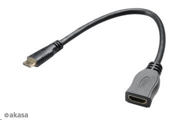 AKASA Kabel  redukce HDMI mini na HDMI female, full HD, 25cm (AK-CBHD10-25BK)