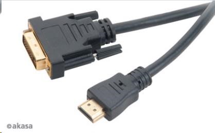 AKASA Kabel DVI-D na HDMI, pozlacené konektory, 2m (AK-CBHD06-20BK)