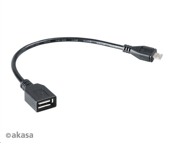 AKASA Kabel redukce USB OTG Micro USB male na USB Type A female, 15cm (AK-CBUB25-15BK)