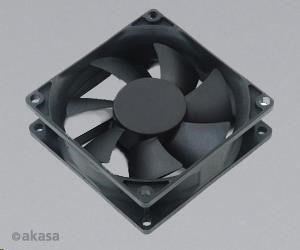 AKASA ventilátor Paxfan black, 80 x 25mm, prodloužená životnost, velmi tiché, kluzné ložisko AK-181BK-S