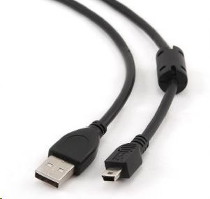 GEMBIRD Kabel USB 2.0 A-Mini B (5pin) propojovací, HQ s ferritovým jádrem, 1,8m, černý (CCF-USB2-AM5P-6)