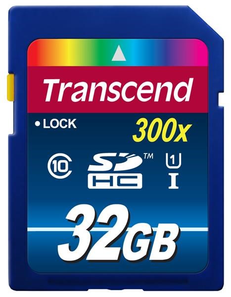 TRANSCEND SDHC Class 10 UHS-I, 300X, 32GB (Premium) (TS32GSDU1)